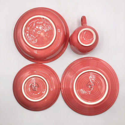 Vtg HLC Fiesta Ware 4pc Flamingo China Set /b