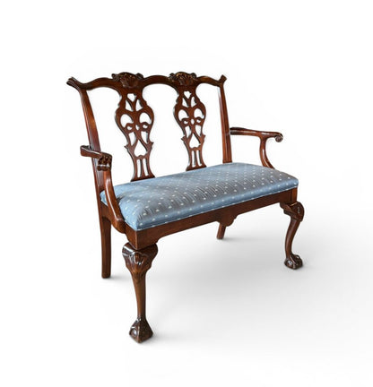 Century Blue Upholstered Bench