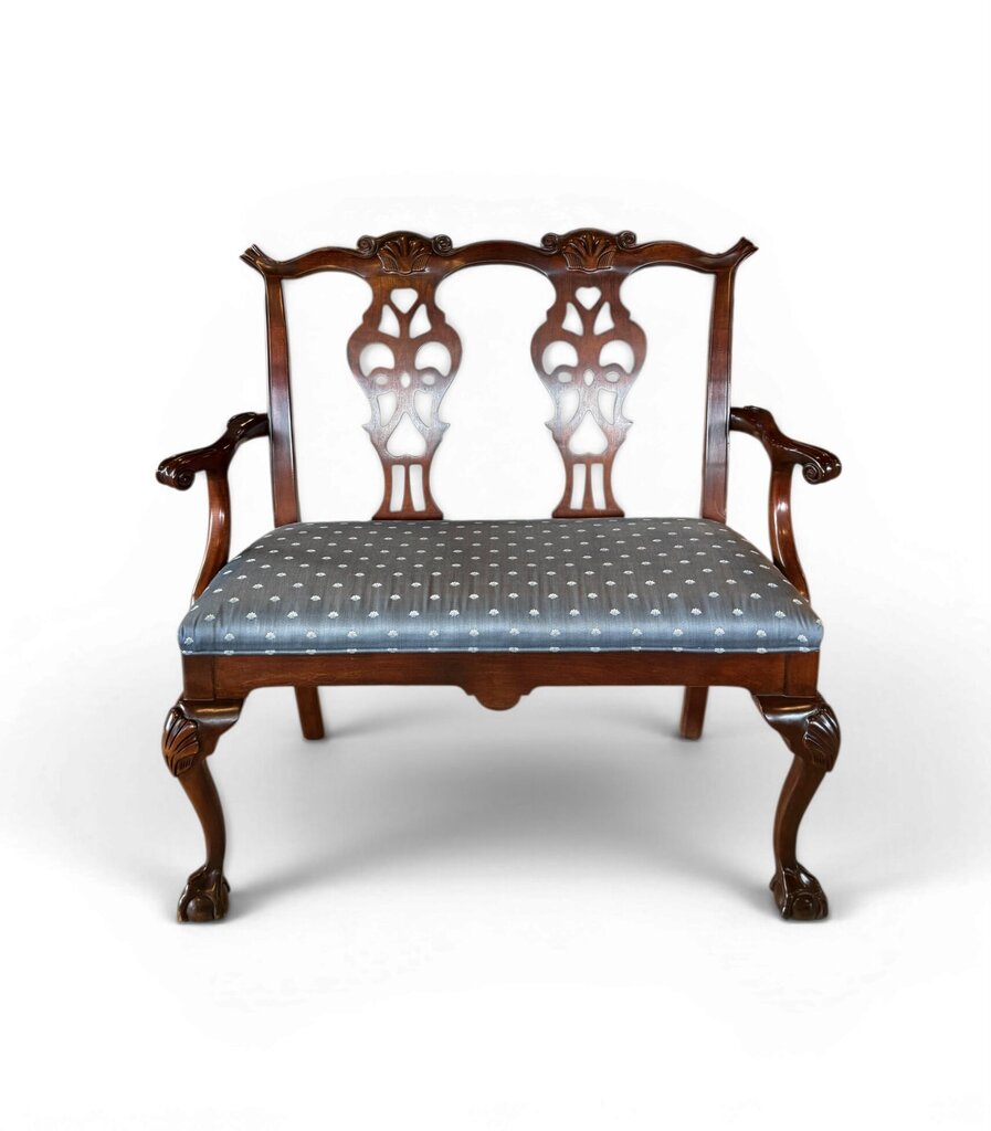 Century Blue Upholstered Bench