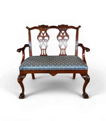 Century Blue Upholstered Bench