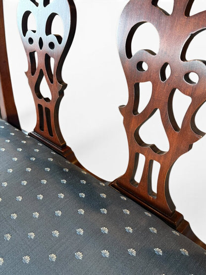 Century Blue Upholstered Bench
