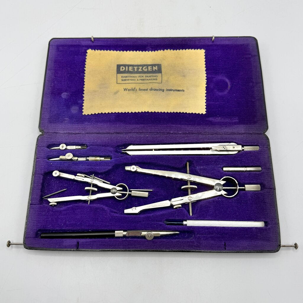 Dietzgen Globe Vintage Drafting Compass Set 1282 PJ In Case Made In Germany /cb