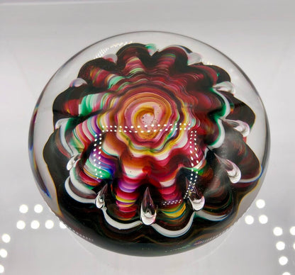Vtg Artisan Blown Glass Crimped Ribbon/ Urchin Paperweight /b