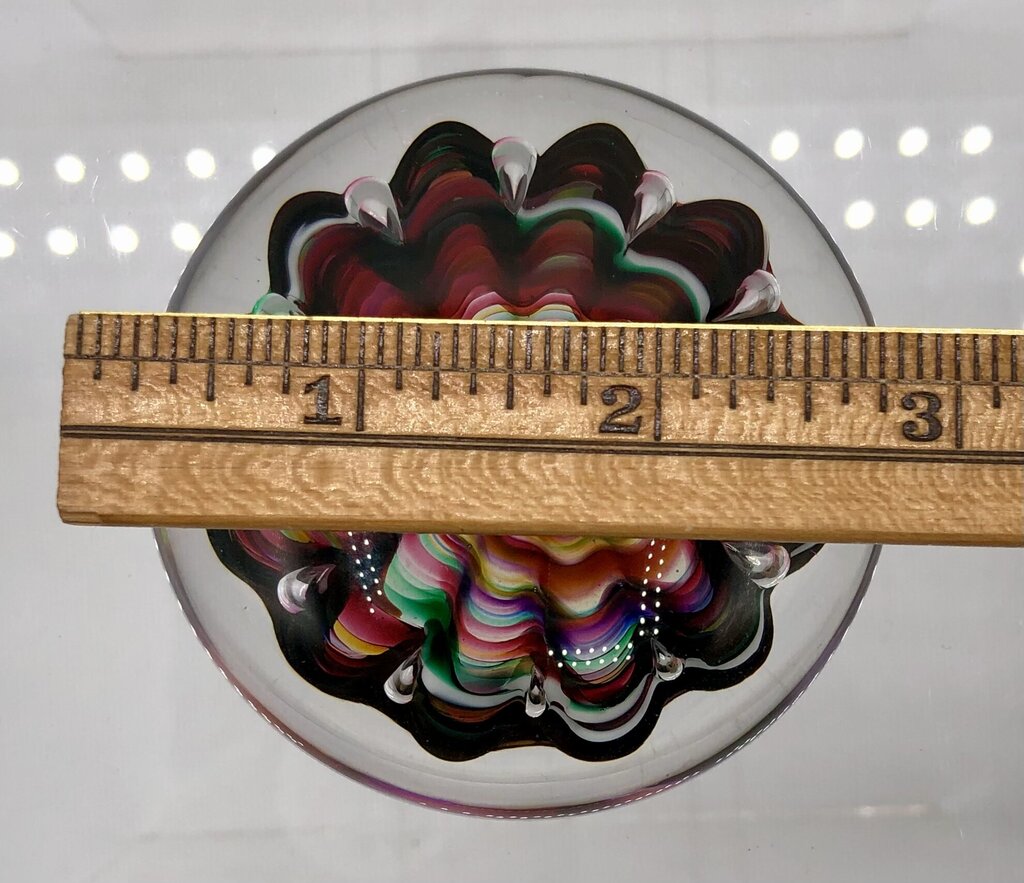 Vtg Artisan Blown Glass Crimped Ribbon/ Urchin Paperweight /b
