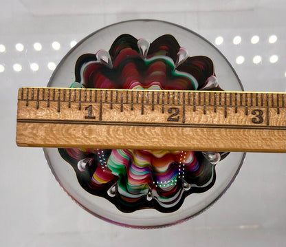 Vtg Artisan Blown Glass Crimped Ribbon/ Urchin Paperweight /b
