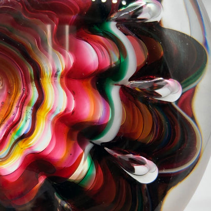Vtg Artisan Blown Glass Crimped Ribbon/ Urchin Paperweight /b