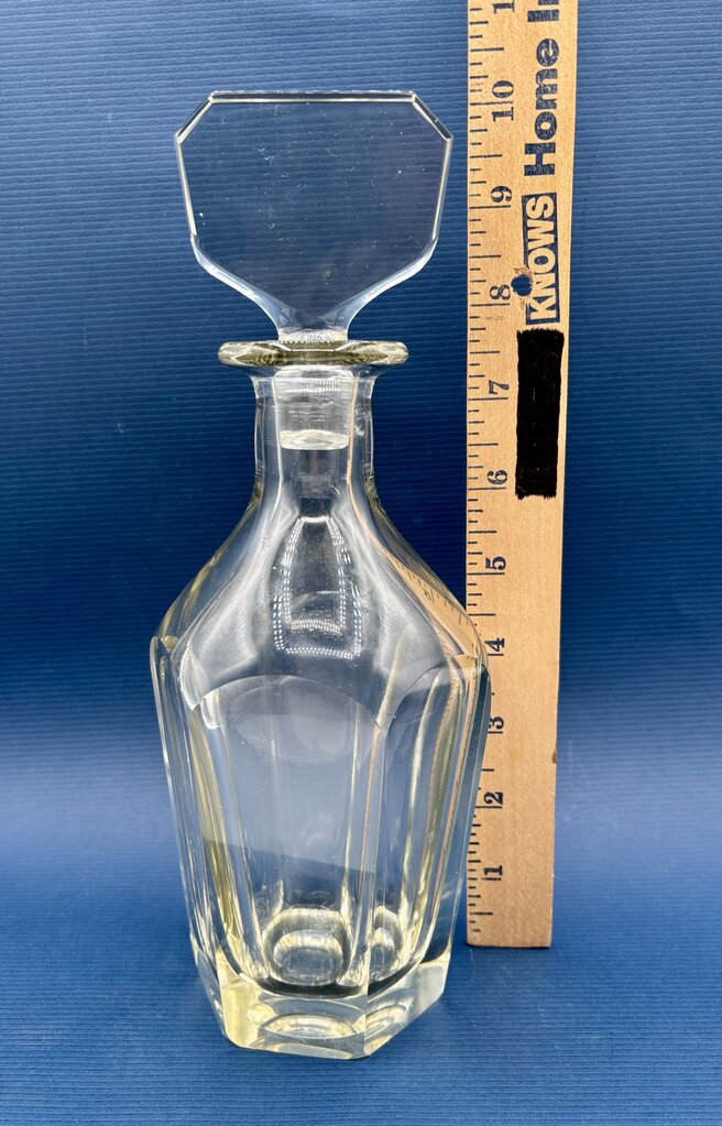 Mouth Blown Panel Cut Decanter 10.5 “ with Stopper /j