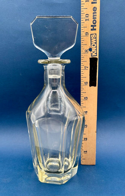 Mouth Blown Panel Cut Decanter 10.5 “ with Stopper /j