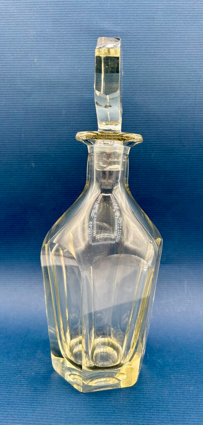 Mouth Blown Panel Cut Decanter 10.5 “ with Stopper /j
