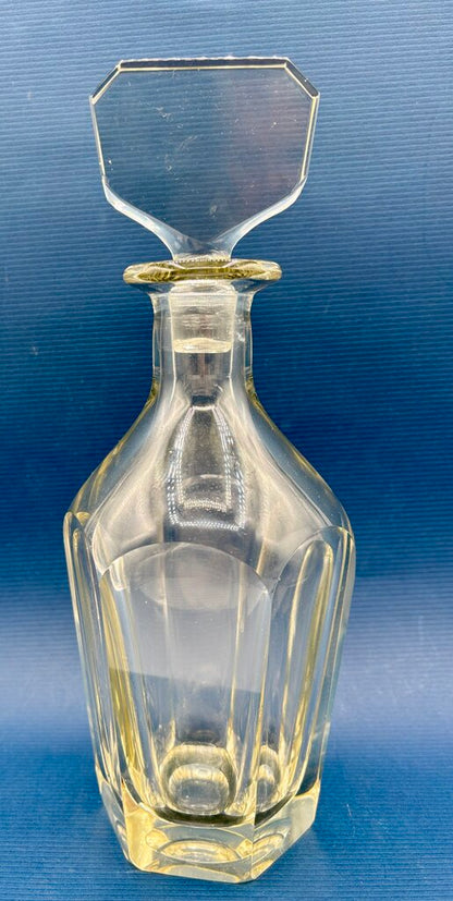 Mouth Blown Panel Cut Decanter 10.5 “ with Stopper /j