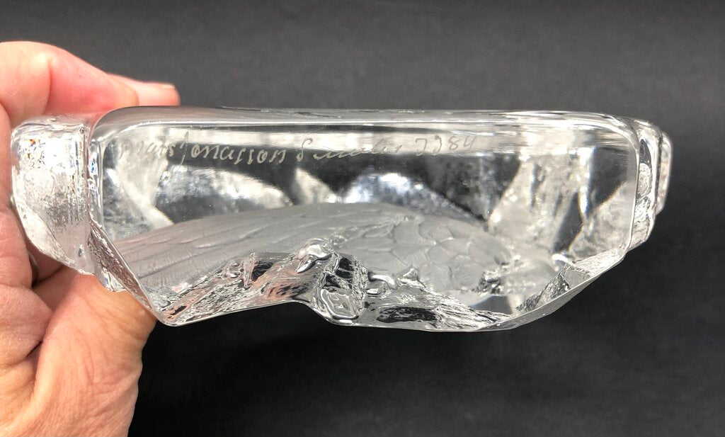 Signed Mats Jonasson Bald Eagle Lead Crystal Sculpture /b