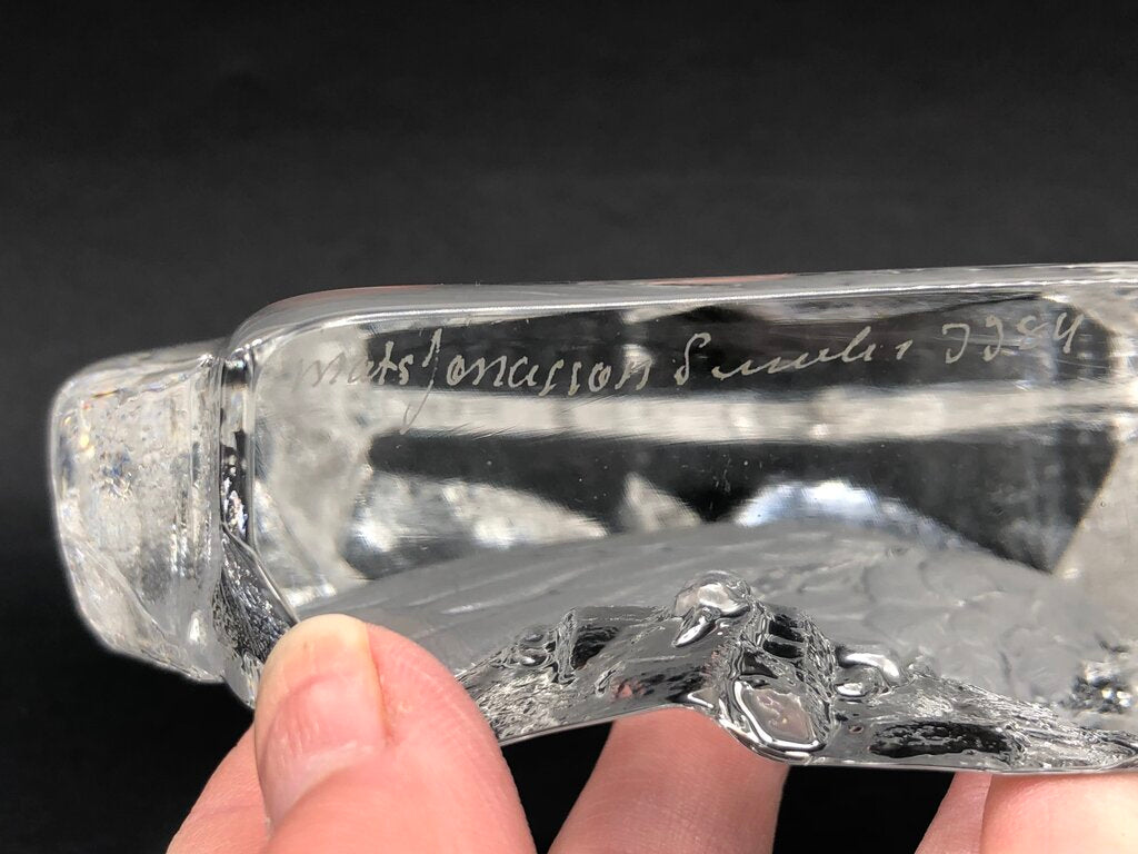 Signed Mats Jonasson Bald Eagle Lead Crystal Sculpture /b