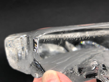 Signed Mats Jonasson Bald Eagle Lead Crystal Sculpture /b