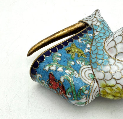 VTG Chinese Cloisonne Pelican Figurine With Base