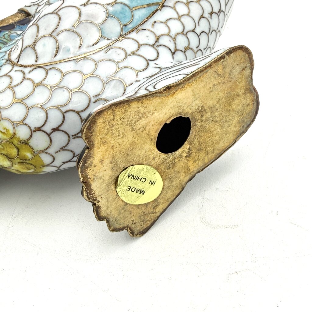 VTG Chinese Cloisonne Pelican Figurine With Base