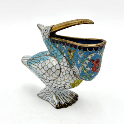VTG Chinese Cloisonne Pelican Figurine With Base