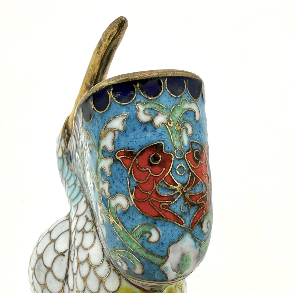 VTG Chinese Cloisonne Pelican Figurine With Base