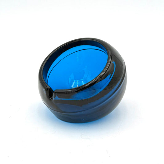 VTG MCM Slanted Orb Ashtray Cobalt Viking Glass