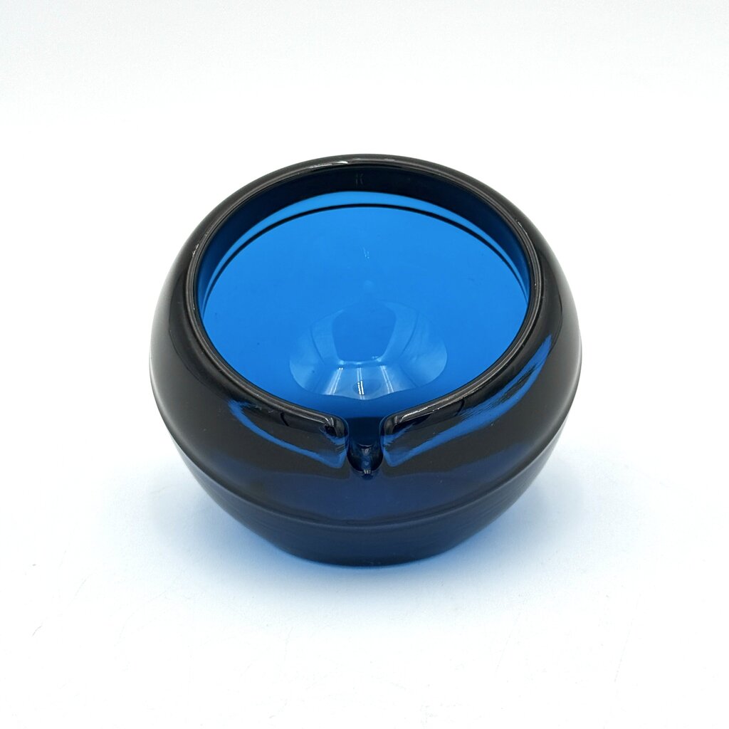 VTG MCM Slanted Orb Ashtray Cobalt Viking Glass