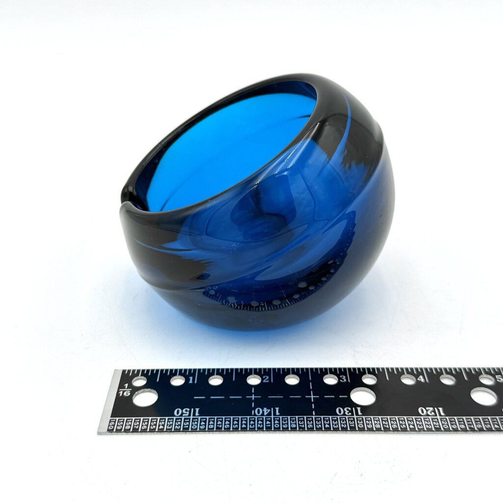 VTG MCM Slanted Orb Ashtray Cobalt Viking Glass