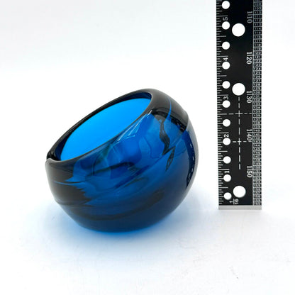 VTG MCM Slanted Orb Ashtray Cobalt Viking Glass