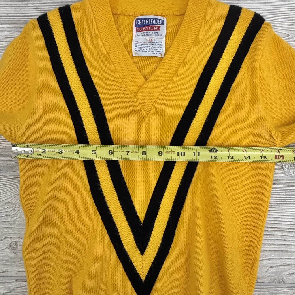 Vintage Cheerleader Supply Co.Inc. Yellow & Black Cheer Sweater Size 34 /cb