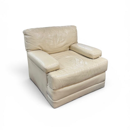 Genuine Reid Leather Cream Chair