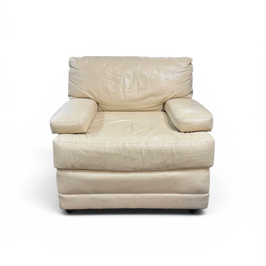 Genuine Reid Leather Cream Chair