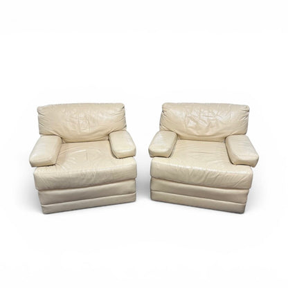 Genuine Reid Leather Cream Chair