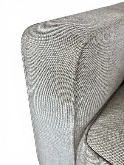 Tan 2 Seater Couch with Striped Pillows