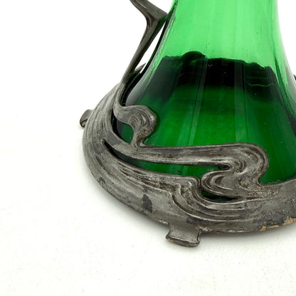 Antique Art Nouveau WMF Claret Green And Pewter Jug