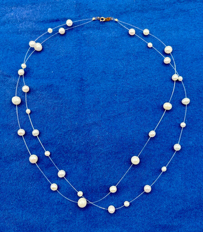 JCM Floating Pearl Necklace w/ 14K Clasp /j