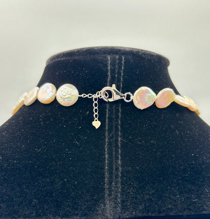 Flat Baroque Coin Pearl Necklace 17” /j