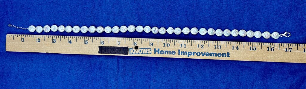 Flat Baroque Coin Pearl Necklace 17” /j