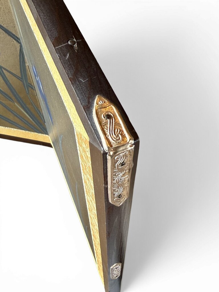 VTG Japanese Byobu 2 Paneled Iris Folding Screen