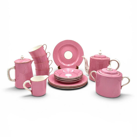 VTG Pink And Gold Set of 16 CMP England Porcelain Tea Set