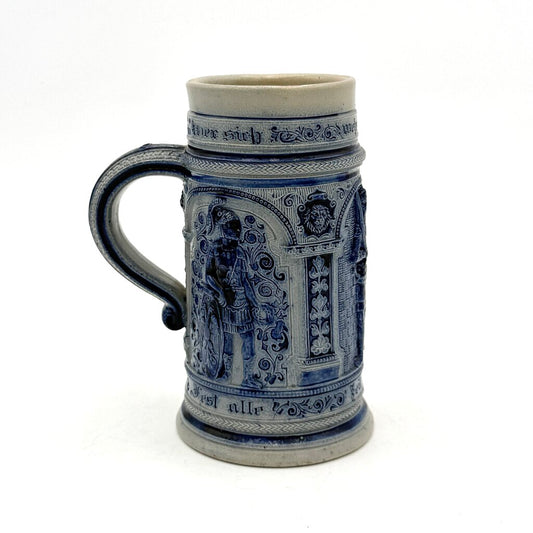 VTG Cobalt And Grey Salt-Glazed German Stoneware Beer Stein