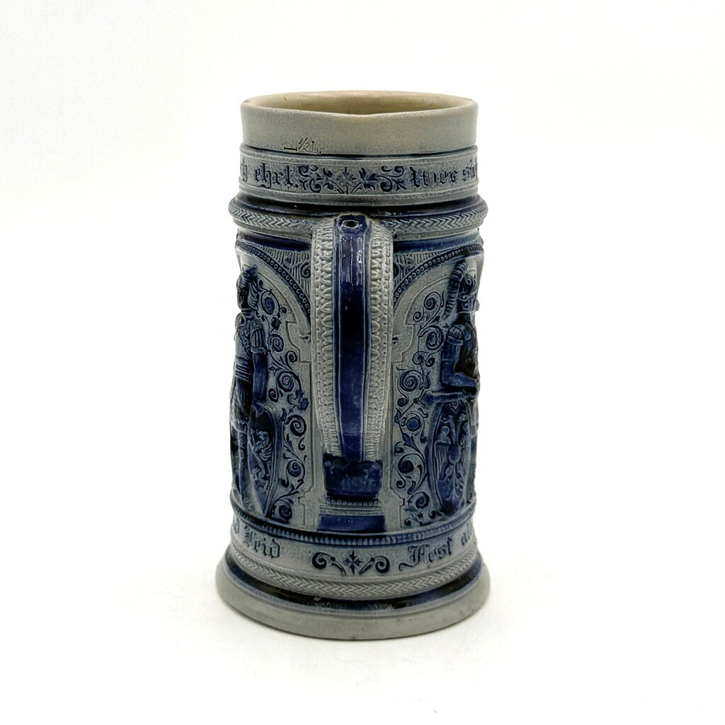VTG Cobalt And Grey Salt-Glazed German Stoneware Beer Stein