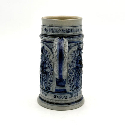 VTG Cobalt And Grey Salt-Glazed German Stoneware Beer Stein