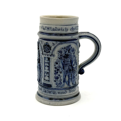 VTG Cobalt And Grey Salt-Glazed German Stoneware Beer Stein