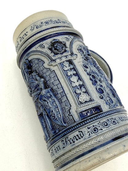 VTG Cobalt And Grey Salt-Glazed German Stoneware Beer Stein