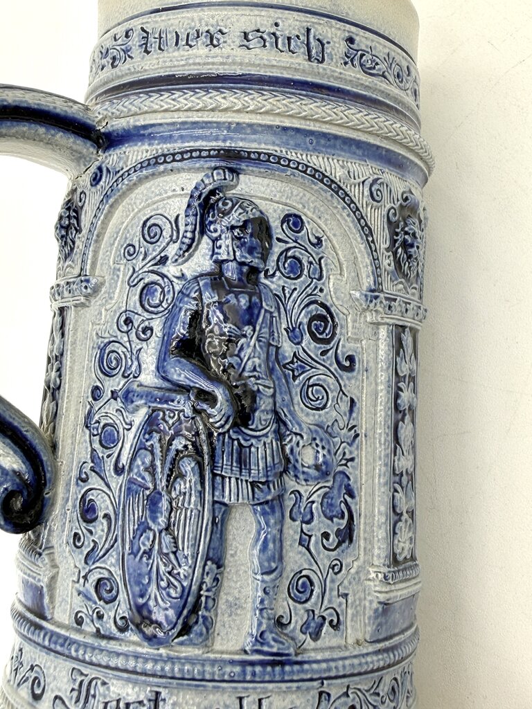 VTG Cobalt And Grey Salt-Glazed German Stoneware Beer Stein