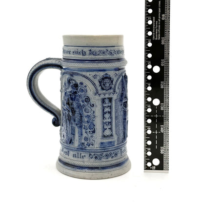 VTG Cobalt And Grey Salt-Glazed German Stoneware Beer Stein