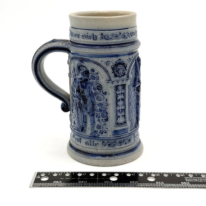 VTG Cobalt And Grey Salt-Glazed German Stoneware Beer Stein
