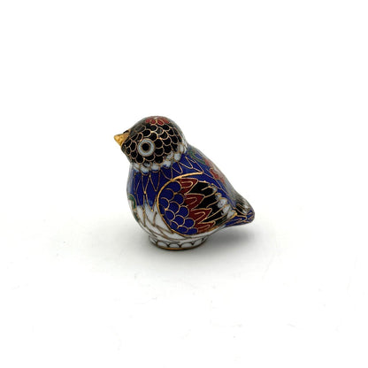 VTG Chinese Cloisonne Little Blue Bird Figurine