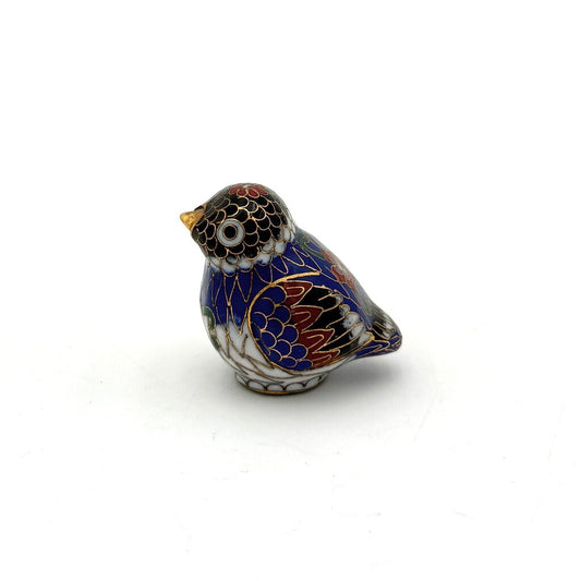 VTG Chinese Cloisonne Little Blue Bird Figurine