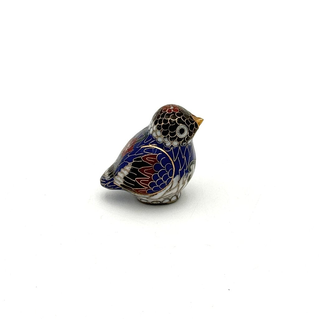 VTG Chinese Cloisonne Little Blue Bird Figurine