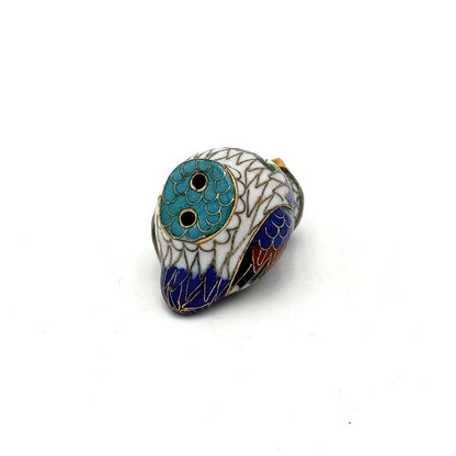 VTG Chinese Cloisonne Little Blue Bird Figurine