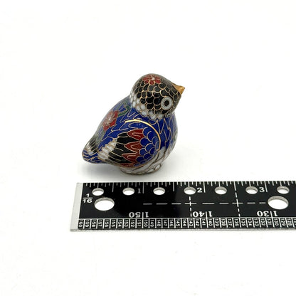 VTG Chinese Cloisonne Little Blue Bird Figurine