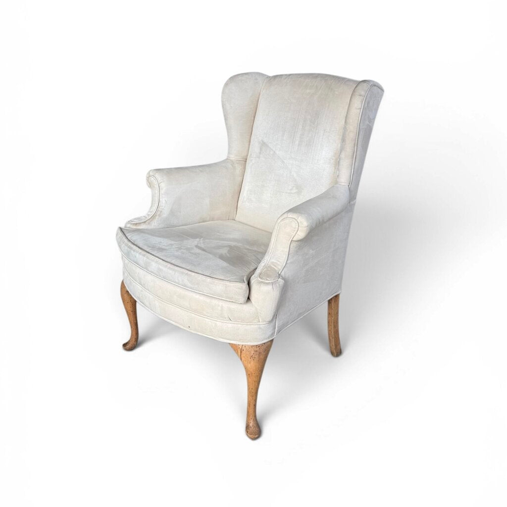 Suede Cream Wingback Chair